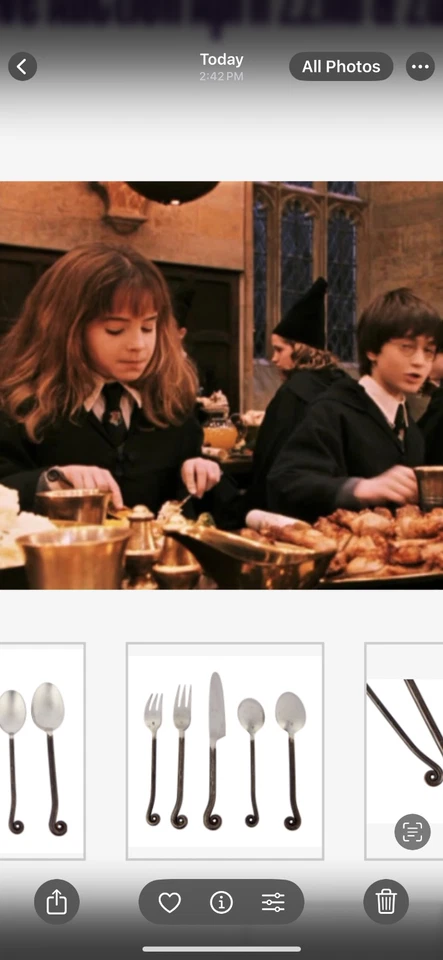 Wrought Iron Flatware Set 6 Coiled Iron Handles Stainless Rustic Fiddlehead - Image 4 of 4