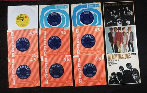 THE ROLLING STONES Lot of 12 UK Original 1960's Decca 7" Singles & EP. Nice!
