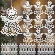 Buryeah 36 Pcs Crochet Angels Ornaments for Christmas Tree Crocheted Angels 