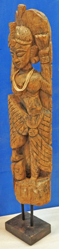 Antigua estatuilla grande de diosa tribal de madera original fina tallada a mano Foto 3 de 4