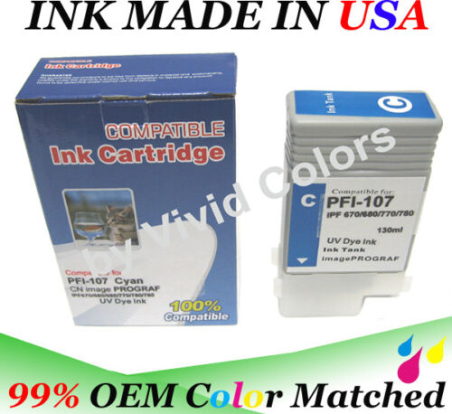 6 cartridge fit Pfi-107 ink Canon ipf 670 680 685 770 780 785 pfi107 inkjet - Picture 4 of 6