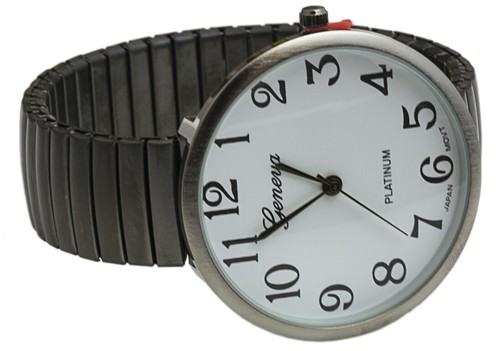 20108 Fashion WatchWholesale Geneva Super Large Stretch Band Big Number GunMetal - Picture 3 of 11