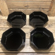Arcoroc Octime Octagon Black Glass Cereal Soup Bowls Set Of 4 Made In France