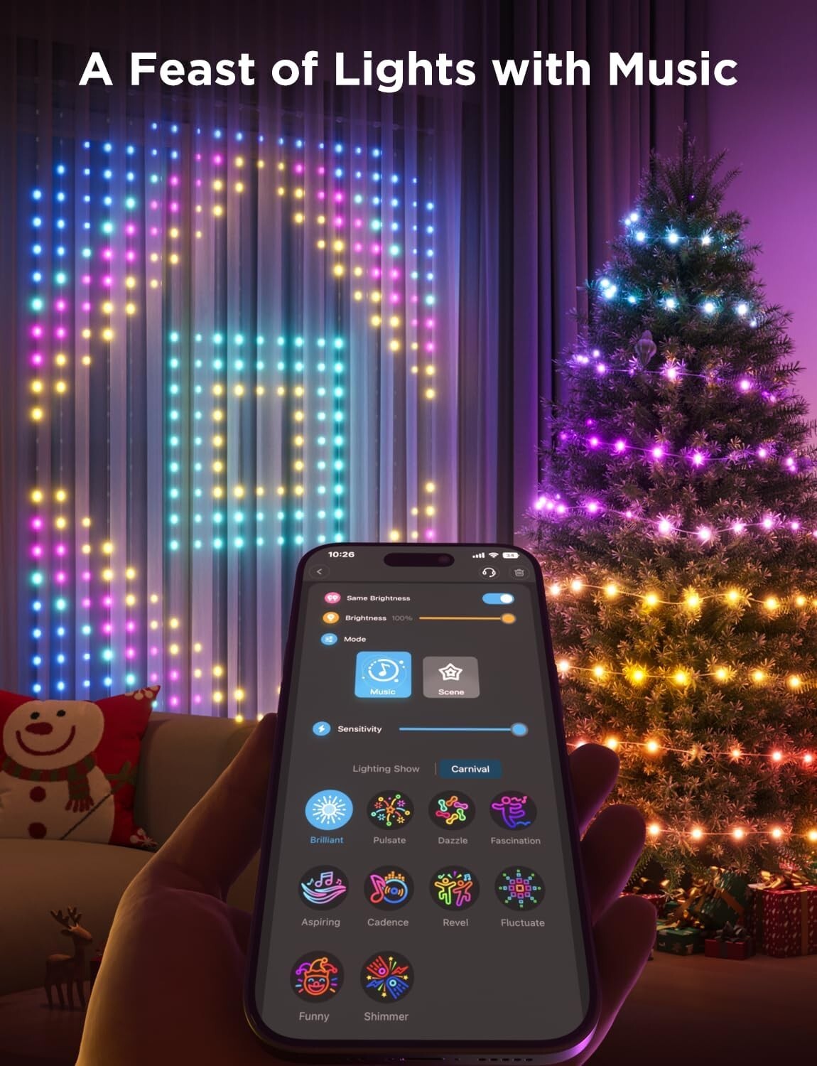 Govee Curtain Lights, Smart WiFi Lights Outdoor 520 RGBIC LEDs