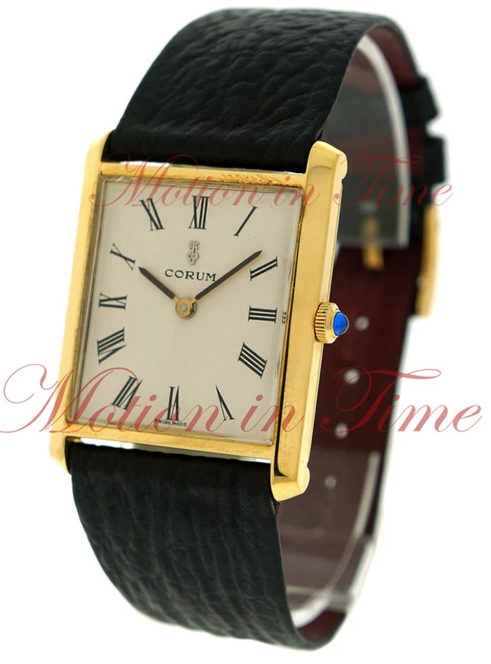 Corum Buckingham Vintage 29 mm x 38 mm esfera romana plateada en YG y correa negra Foto 2 de 4