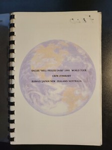 Eagles 1995 CREW Itinerary Asia -Hell Freezes Over Tour-NOT SOLD TO THE PUBLIC