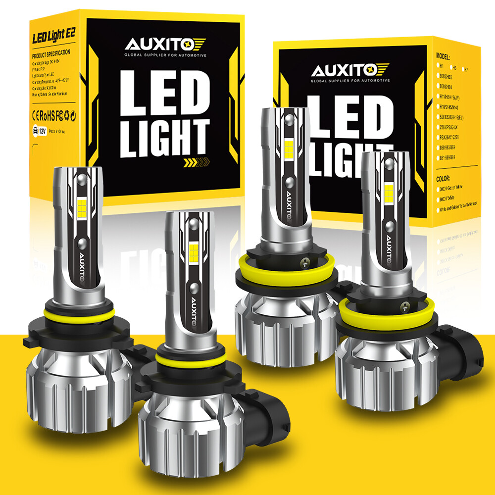AUXITO LED Headlight Fog + Light Combo Bulbs H11 H9+9005/HB3 H8 6500K White 4X