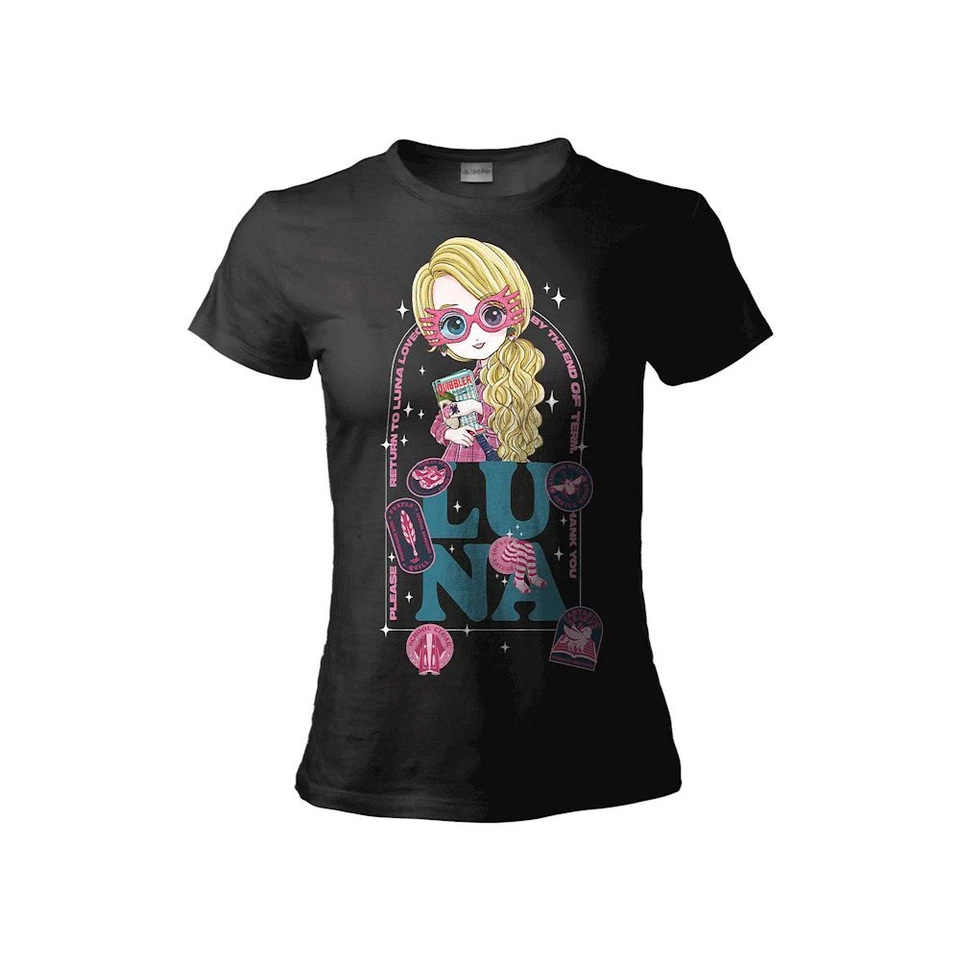 Camiseta Harry Potter - Luna - Original Dama Mujer Negro Camiseta - Imagen 1 de 2