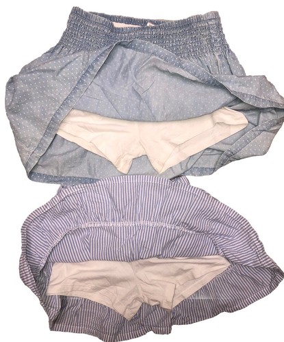 Carter’s Polka Dot Denim Chambray And Blue Striped Skort Lot Of 2 Girls L 10/12 - Picture 3 of 4