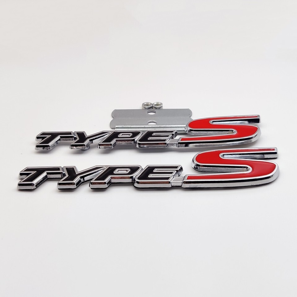 Black Red Type-S Logo Front Grille Emblem + Car Bagde Metal Sticker ...