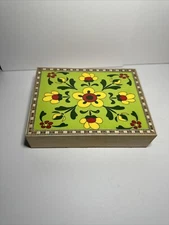 handicrafts from india Trinket Box, Floral, 8 1/2 By 6 1/2  By 2 In