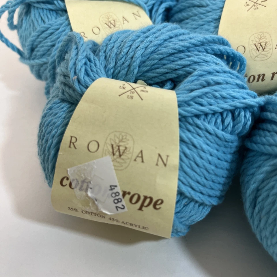 6 Skeins ROWAN Cotton Rope Aran Weight Cotton Blend Yarn, Turquoise 064 50g Lot - Image 3 of 4