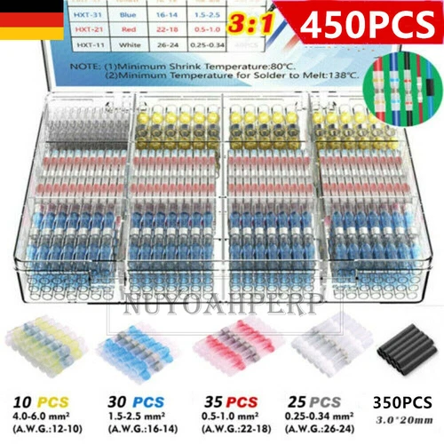 1000X Lötverbinder Schrumpfverbinder Sortiment Stoßverbinder Set Kabelverbinder - Bild 10 von 12
