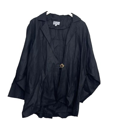 LOUIS SIMON For La Libellule Black Linen Art To Wear Jacket No Size Fits L-XL