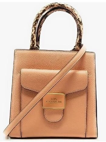 Mini Tracolla a tracolla Coach Pepper in pelle ciottoli rosa e pelle di serpente C6779 nuova con etichette