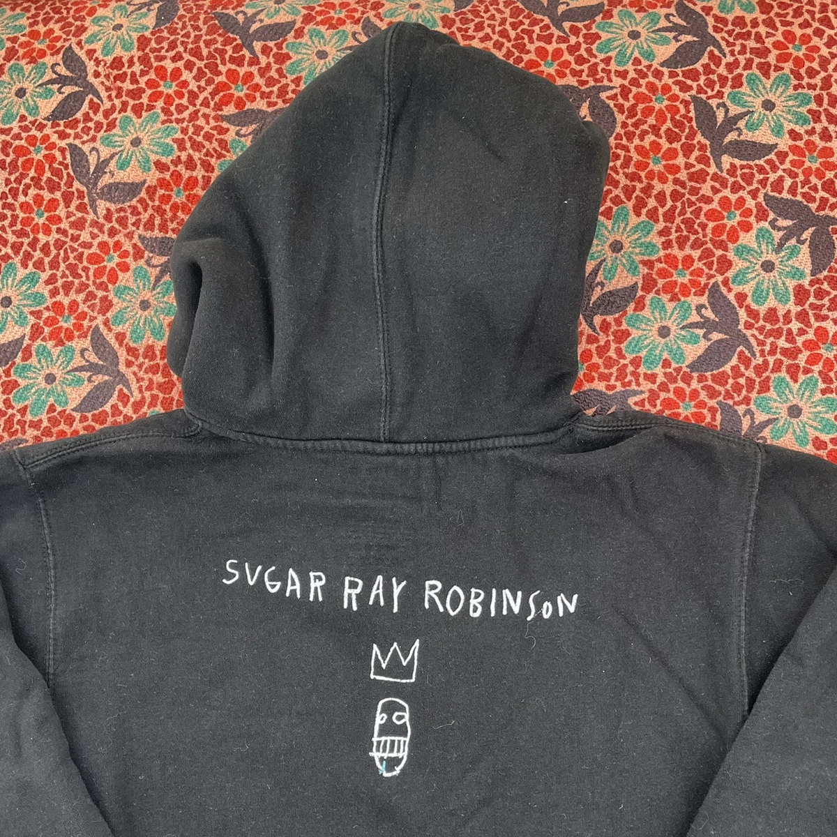 Rome Pays Off x Jean Michel Basquiat x Sugar Ray Robinson Hoodie Sz Small Black