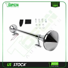 Single Trumpet Chrome Train Air Horn 150db Kit For Car Truck Van Loud DC12V 24V