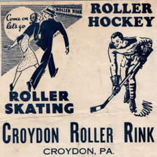 1940s Croydon Roller Skating Rink Sticker Hockey Bucks County Pennsylvania