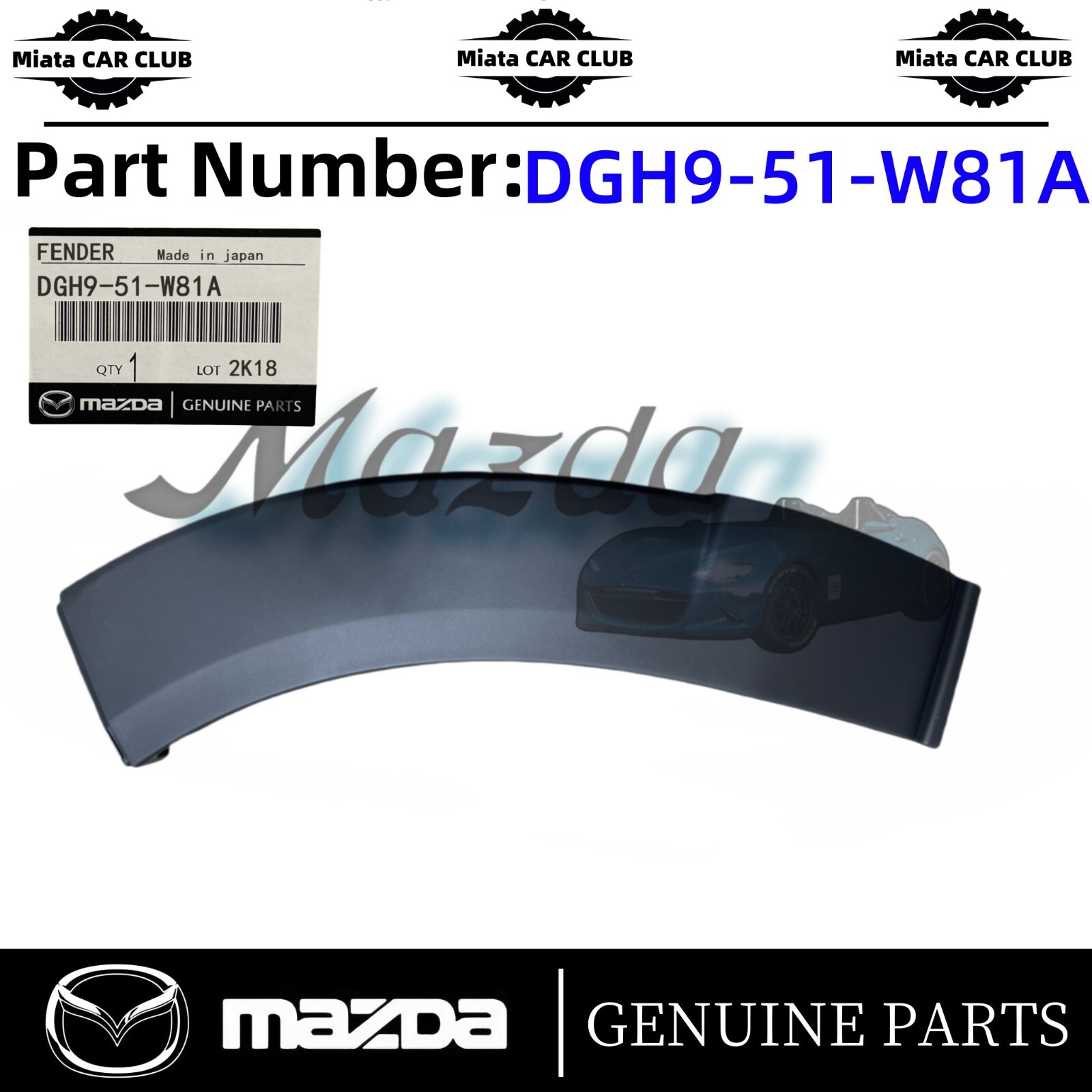 2019-2025 Mazda CX-30 OEM Front Left Fender Molding Trim DGH9-51-W81A