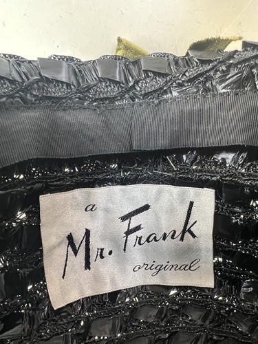 Vtg 60s Church Bucket Hat Black Straw Faux Flowers 22” Mr Frank - Picture 7 of 12
