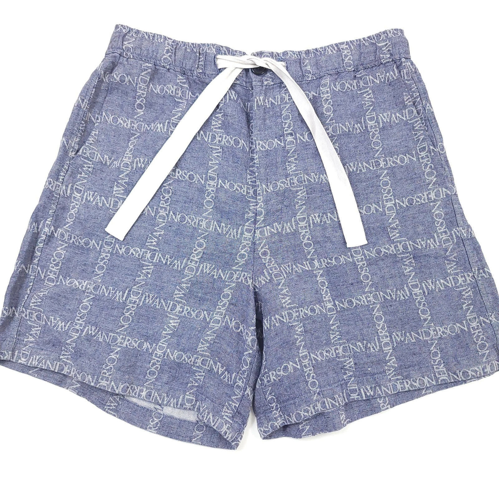 $590 JW Anderson JWA Signature Logo Grid Linen Oversize Shorts Mens Size (46) 30