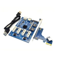 PCI-E 1X Riser Card 1 to 4 Expansion Adapter 60cm USB 3.0 Cable for BTC Mining