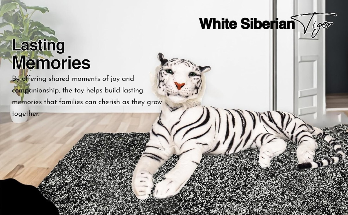 BIG SIZE VERY CUTE CHUBBY WHITE TIGER SAFARI ANIMAL PLUSH, Hobbies