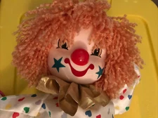 Music Wind Up Clown With Moving Head Hearts Yarn Hair It's a Small World