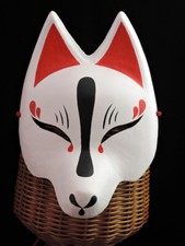 Japanese Traditional Fox Half Mask SHIRAYOI Hand made painted Komendo Cosplay