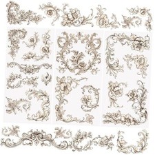  Rub on Transfer Stickers, Vintage Flower Border 3 Sheets Border Theme