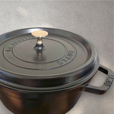 Staub 5.5 Qt Round Cocotte Cast Iron Dutch Oven Matte Black # 26 France NEW   