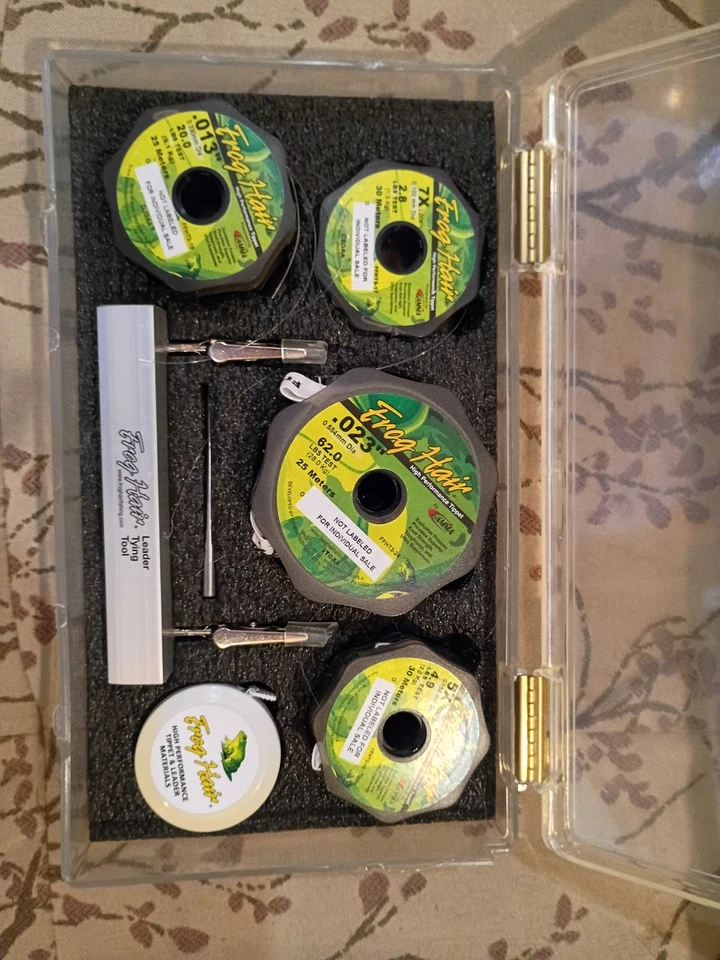 Kit de atado Leader usado monofilamento pesca con mosca pelo de rana Foto 2 de 3