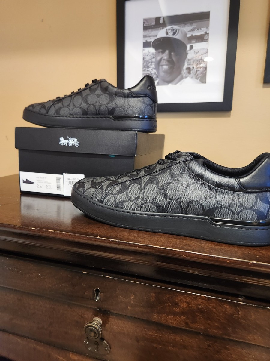 NEW Coach Clip Signature Low Top Sneaker Charcoal/Black G4949