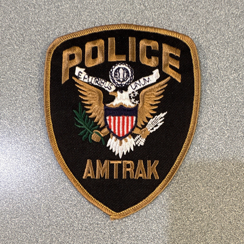 Amtrak Police Embroidered Patch, Black & Gold Collectible Patch