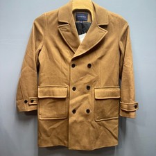 Cappotto doppiopetto misto lana Lands' End Vicuna cammello uomo L 42-44 nuovo senza etichette