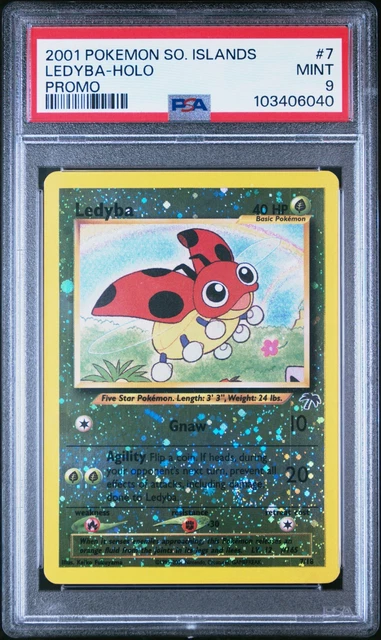 2001 POKEMON SOUTHERN ISLANDS PROMO #7 LEDYBA HOLO PSA 9 MINT SWIRL  🌀
