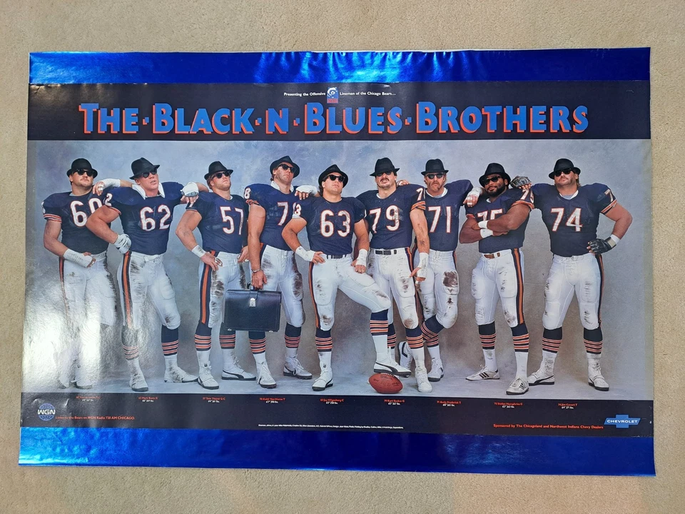 Lot of 4 Vintage Chicago Bears Posters - Junk Yard Dogs, Blues Bros, Vengeance,+ - Image 2 of 4