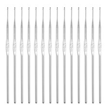 Crochet Hook Set, 14Pcs 0.75mm Aluminum Ergonomic Crochet Needle Silver Tone
