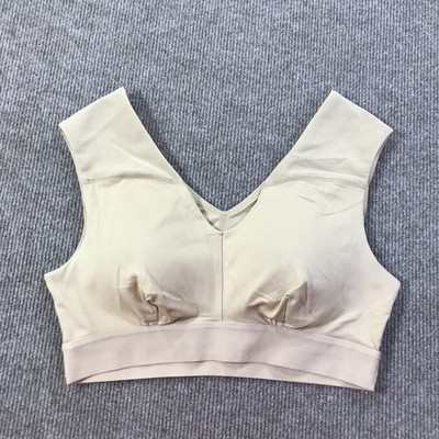 Tommie Copper Sports Bra Womens Large Beige Shoulder Support Activewear Gym Yoga