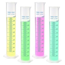 4 Pack 1000ml Plastic Graduated Cylinder with Stable Base, Plastic Measuring ...