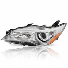 2015-2017 Toyota Camry Headlight Assembly Chrome Amber Clear Lens Pair