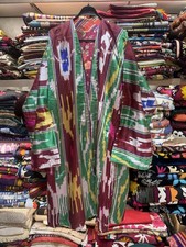 Vintage uzbek Silk  kat chapan, Woman Robe caftan cloths, hippie bohemian jacket