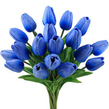 13.8 In. Blue Indoor Artificial Tulip Flower, 18-Pieces