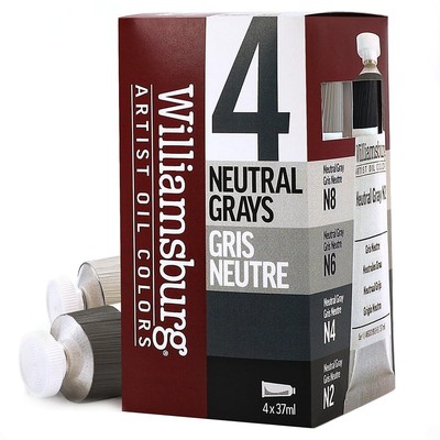 Neutral Gray Oil Paint Set - 4pc for Artists  Creative Projects
