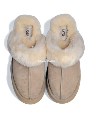New 100% Authentic UGG Soft Disquette Platform Slippers Sand