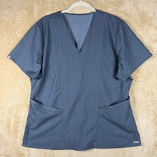 FIGS Casma Scrub Top Womens XL Graphite Grey V-Neck FIONx Short Sleeve Pockets