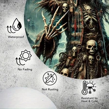 Vintage Skull Pirate Ship Theme Round Aluminum Wall Art Sign