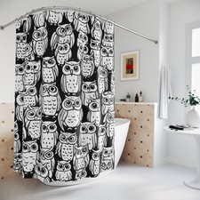 Owl Pattern Shower Curtain, Home Decor Gift, House warming gift. Bathroom Gift.
