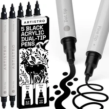 ARTISTRO 5 Black Acrylic Paint Markers for Rock, Fabric, Wood, Glass, Craft,... 