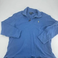 Polo Ralph Lauren Mens XL Blue Quarter Zip Long Sleeve Pullover Sweater